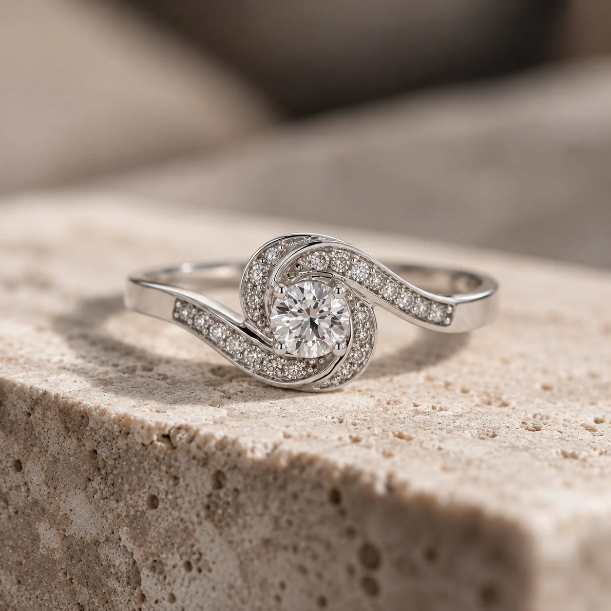 White gold and diamond ring